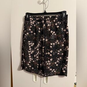 LOFT Black Floral Skirt XXSP